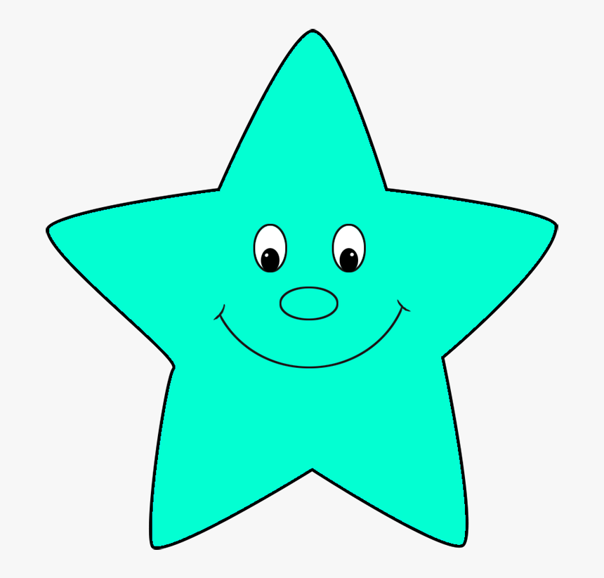 Turquoise Cartoon Star - Green Star With Face, HD Png Download, Free Download