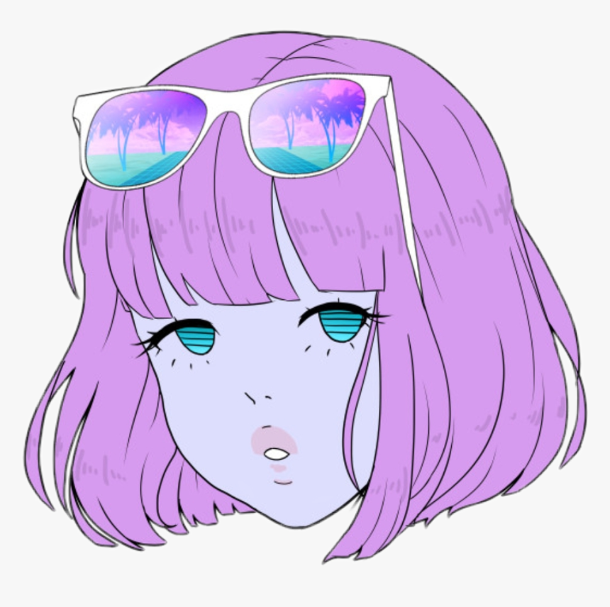 #anime #vaporwave #aesthetic #vaporwaveaesthetic #glasses - Vaporwave Aesthetic Anime Png, Transparent Png, Free Download