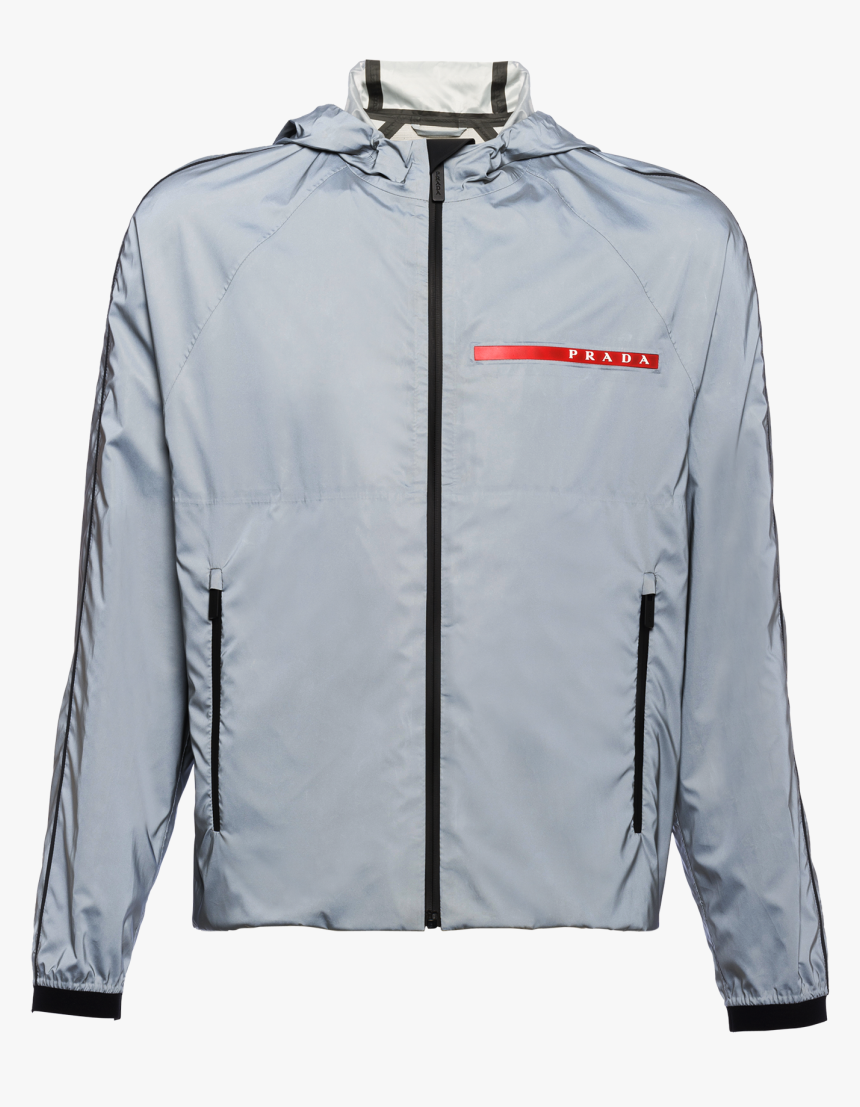 Reflective Nylon Windbreaker Lr-lx012 - Prada Jacket Grey Red, HD Png Download, Free Download