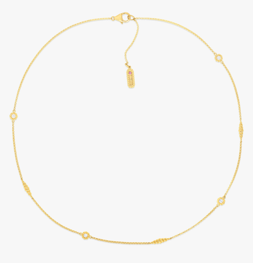 Roberto Coin 18kt Gold Necklace With Alternating Diamond, HD Png Download, Free Download