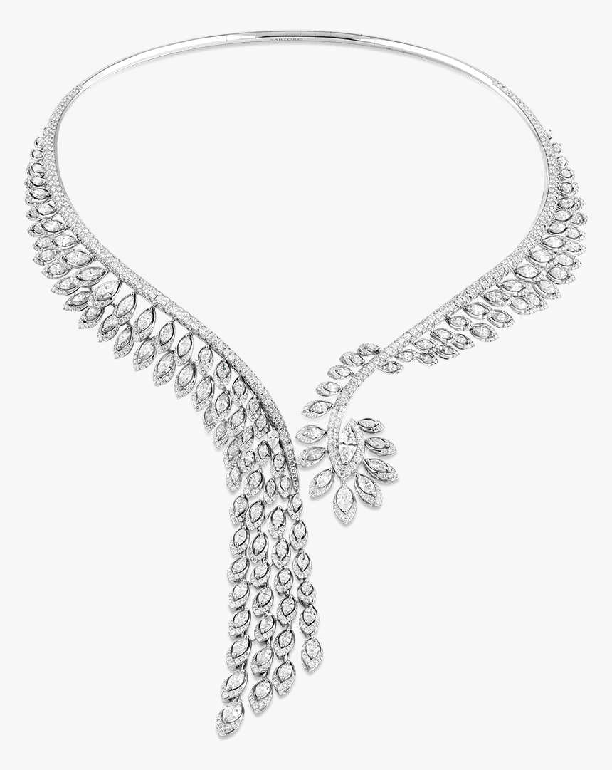 Plume White Gold Necklace With Diamonds - Necklace, HD Png Download, Free Download