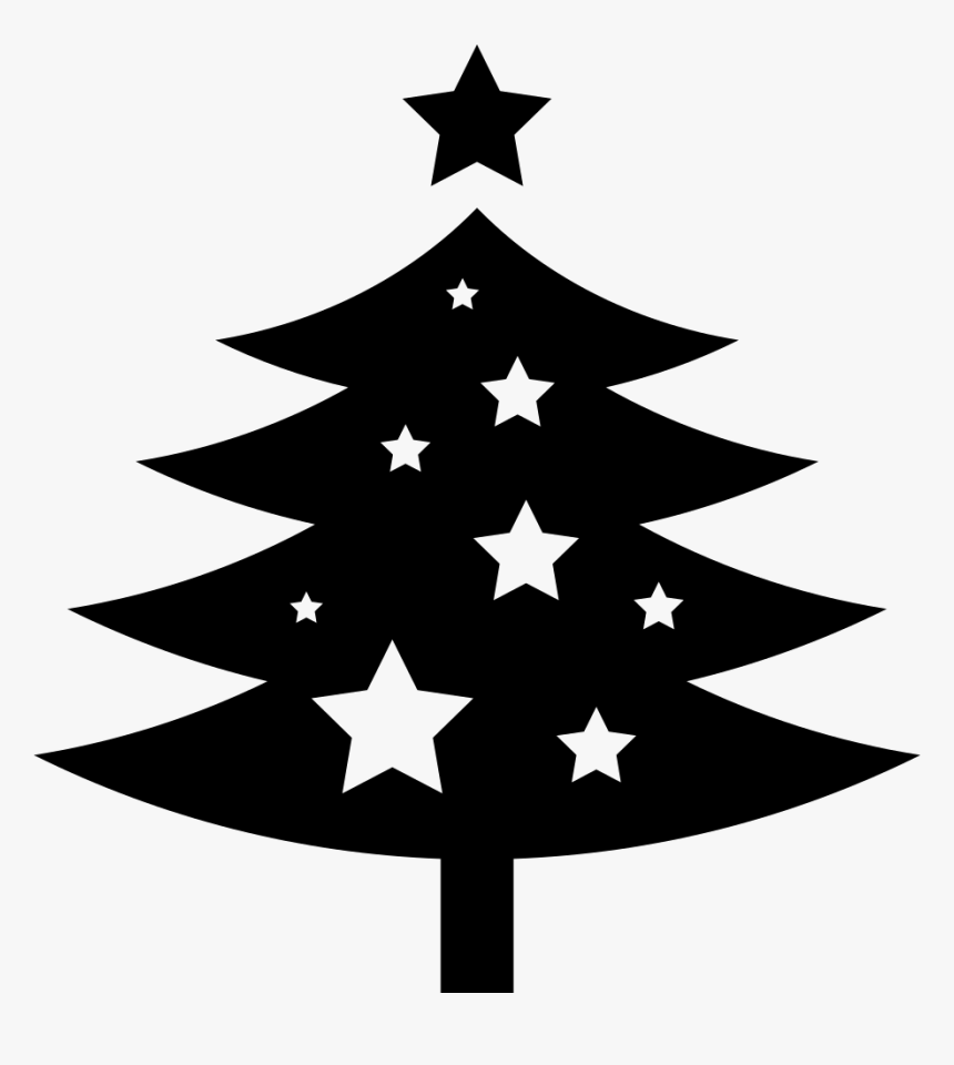 Christmas Tree Ornamented With Stars Comments - Svg Christmas Tree Free, HD Png Download, Free Download