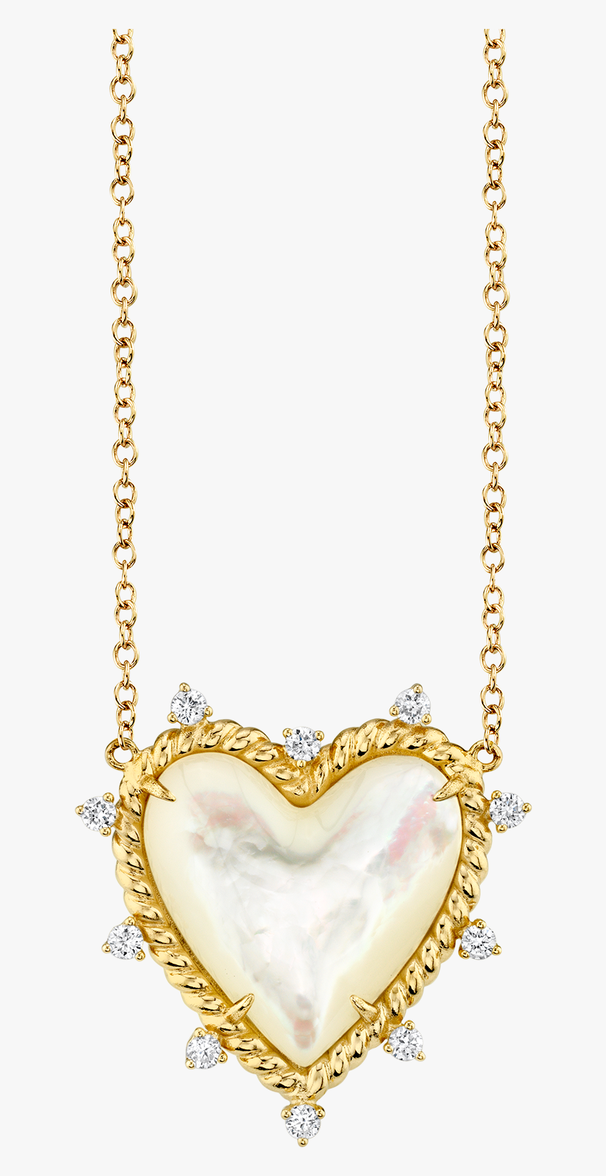 Diamond And Mother Of Pearl Heart Twist Necklace - Necklace, HD Png Download, Free Download