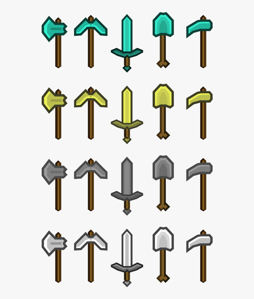 Minecraft Swords And Pickaxes - Minecraft Sword Pickaxe Axe, HD Png Download, Free Download
