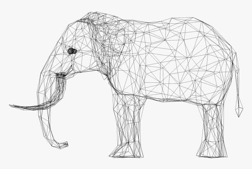 Low Poly 3d Elephant Wireframe Clip Arts - 3d Computer Graphics, HD Png Download, Free Download