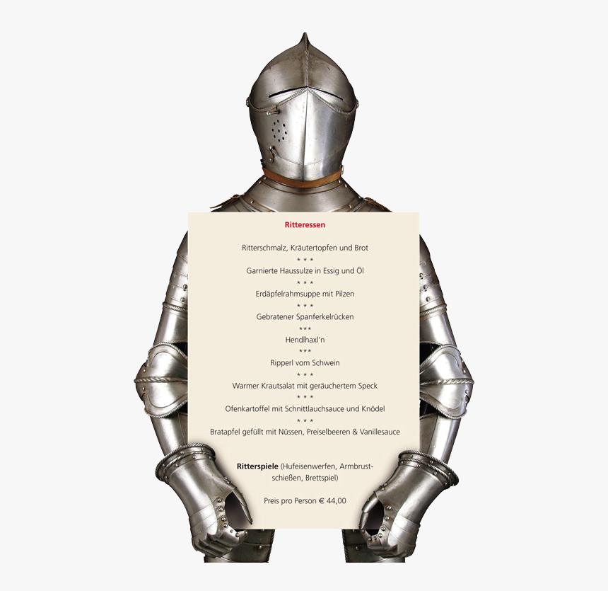 Knights Dinner On The Fortress Hohensalzburg Salzburg - Breastplate, HD Png Download, Free Download