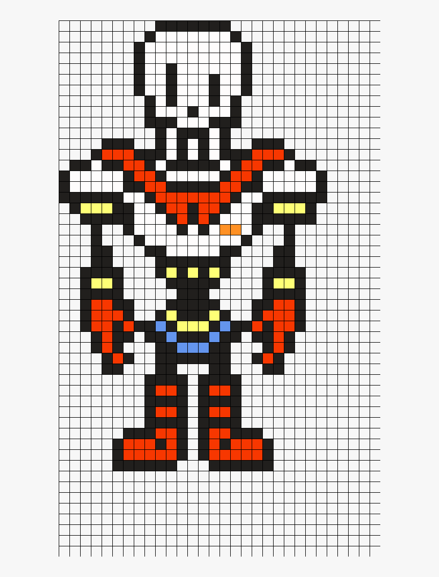 Papyrus Undertale Perler Bead Pattern Dibujos En Cuadricula, - Undertale Papyrus Pixel Art Grid, HD Png Download, Free Download