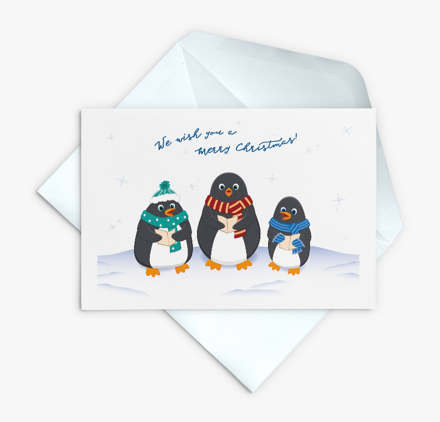 We Wish You A Merry Christmas Penguin Choir Card - Penguin, HD Png Download, Free Download