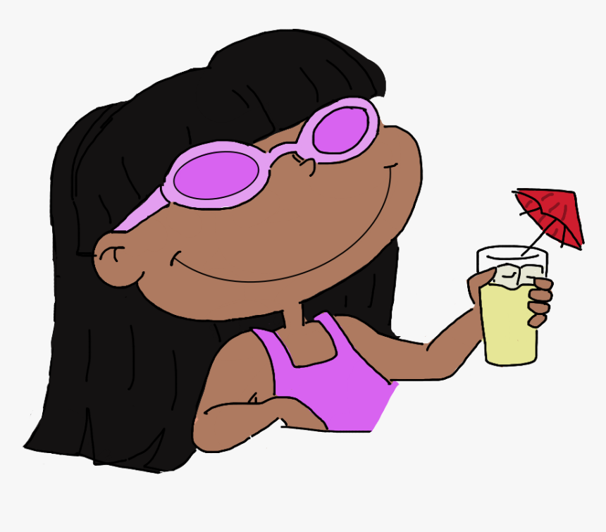 #cute #girl #cartoon #rugrats #lemonade #black #aesthetic - Cartoon Girl Drinking Lemonade, HD Png Download, Free Download
