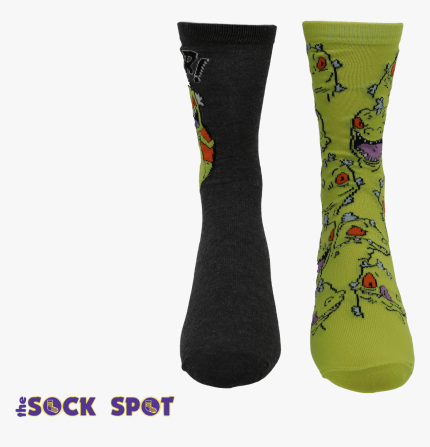 2 Pair Pack Nickelodeon Rugrats Reptar Socks - Sock, HD Png Download, Free Download