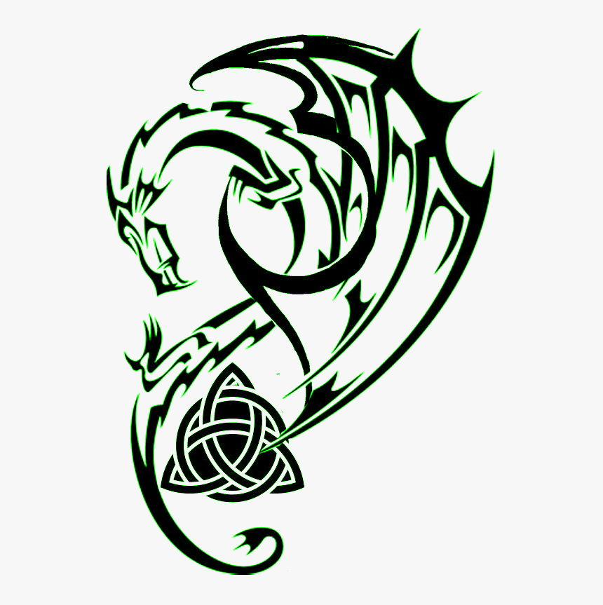 Tribal Dragon Heart Tattoo , Png Download - Dragon Tattoo For Neck, Transparent Png, Free Download