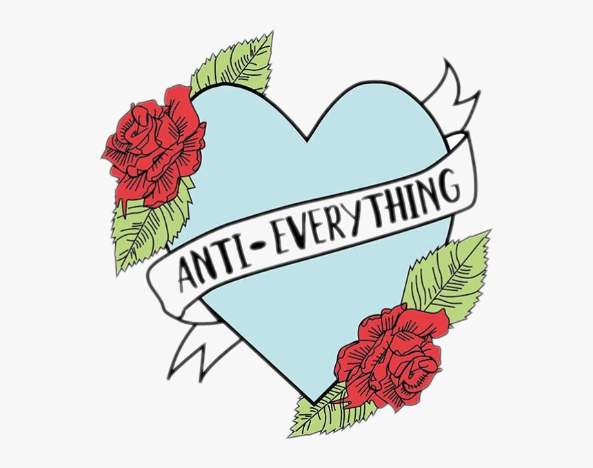 #antieverything #antiyou #tumblr #heart #tattoo #roses, HD Png Download, Free Download