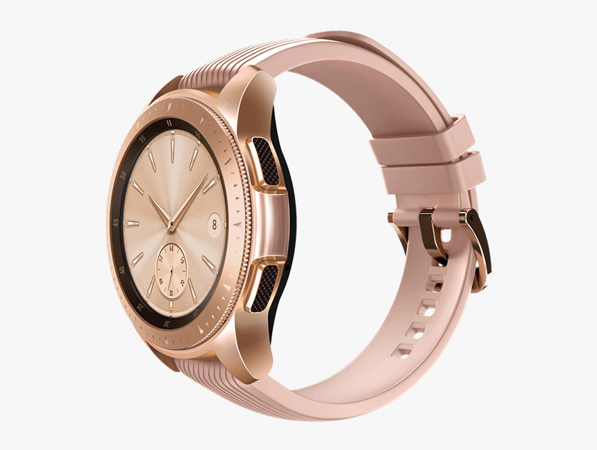 42mm Galaxy Watch In Rose Gold On Left With Pink Beige - Samsung Galaxy Watch Pink, HD Png Download, Free Download