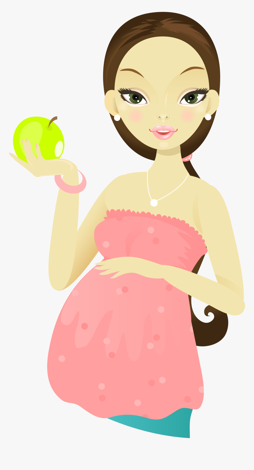 Cartoon Woman Mother Holding Apple Transprent Png - Pregnant Woman Clipart, Transparent Png, Free Download