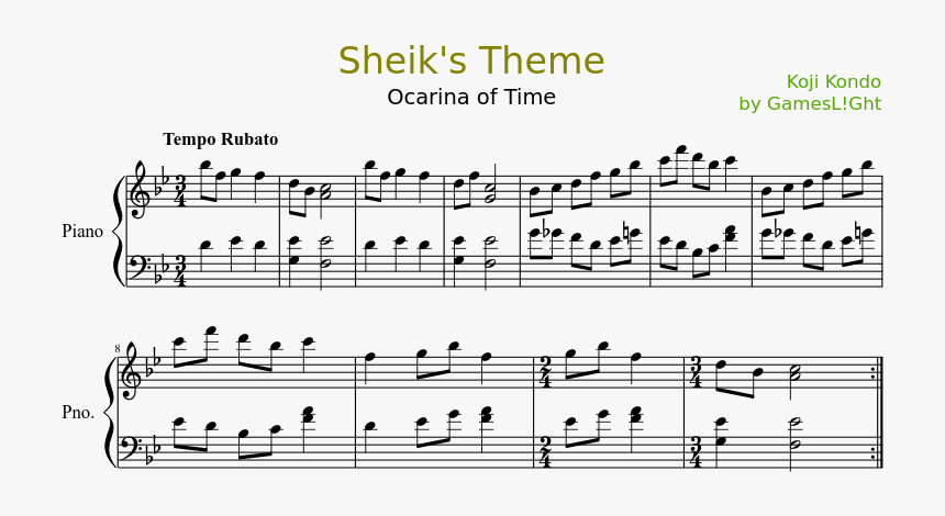 Sheik's Theme Sheet Music, HD Png Download, Free Download