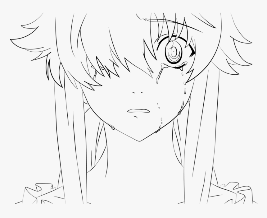 Banner Free Download Yuno Gasai Art Future Sketch Anime - Line Art, HD Png Download, Free Download