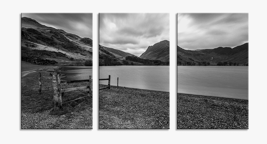 Buttermere 3 Panel Lake District Canvas Print Wall - Monochrome, HD Png Download, Free Download