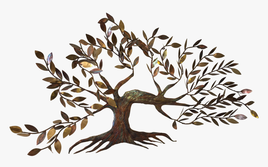 Curtis Jere Style Tree With Leaves Metal Wall Art - Twig, HD Png Download, Free Download