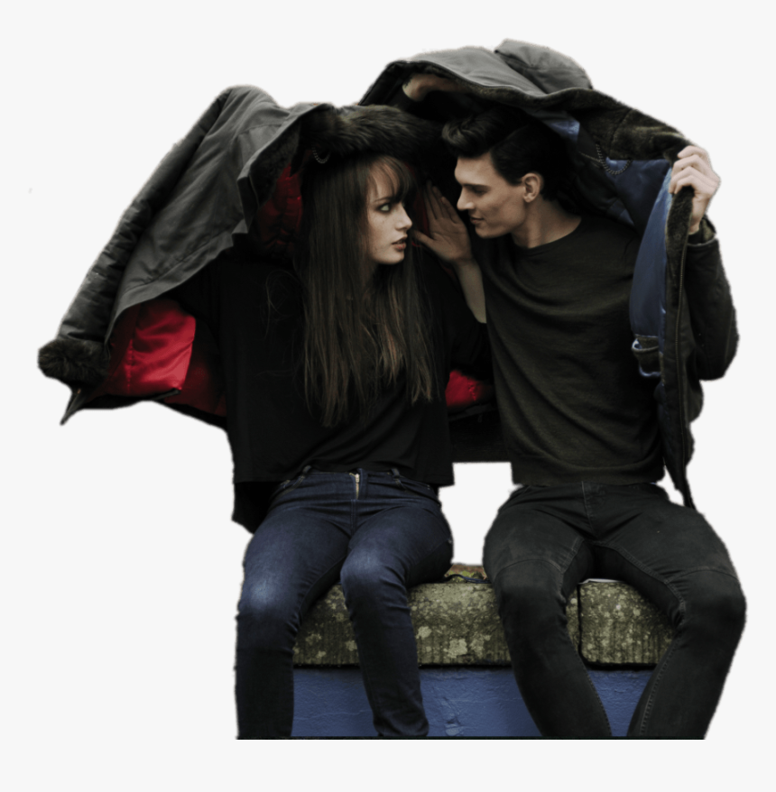 Pareja Escondiéndose De La Lluvia Con Chaquetas En - Couple In Rain Png, Transparent Png, Free Download