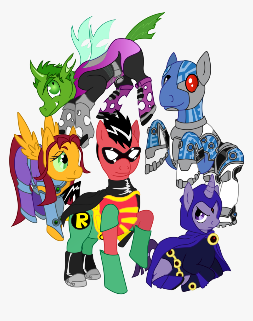 Elliotshoe, Beast Boy, Changeling, Cyborg , Ponified, - Robin Teen Titans My Little Pony, HD Png Download, Free Download