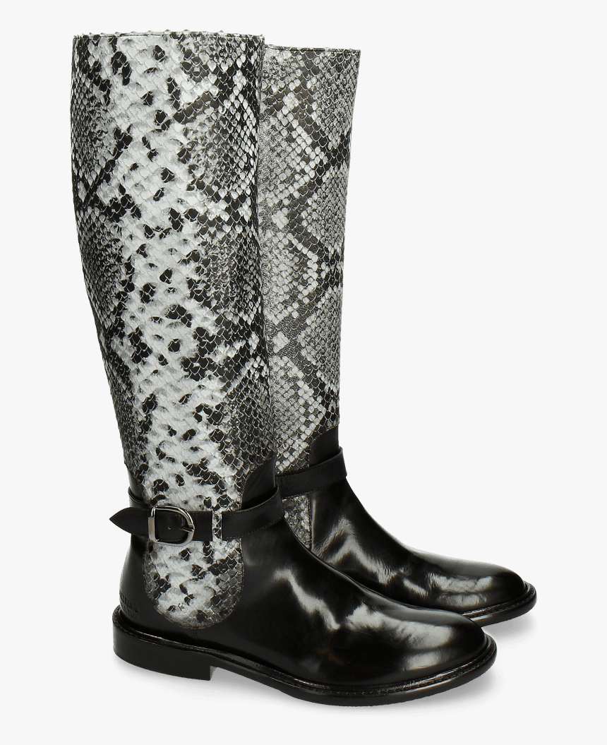 Boots Sally 58 Snake Black Grey Strap Black New Hrs - Riding Boot, HD Png Download, Free Download