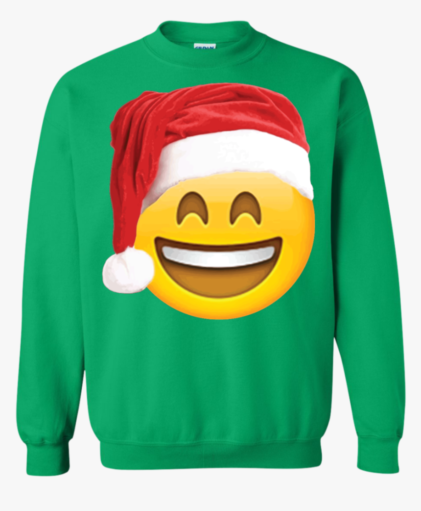 Emoji Christmas Shirt Smiley Face Santa Hat Family - T-shirt, HD Png Download, Free Download