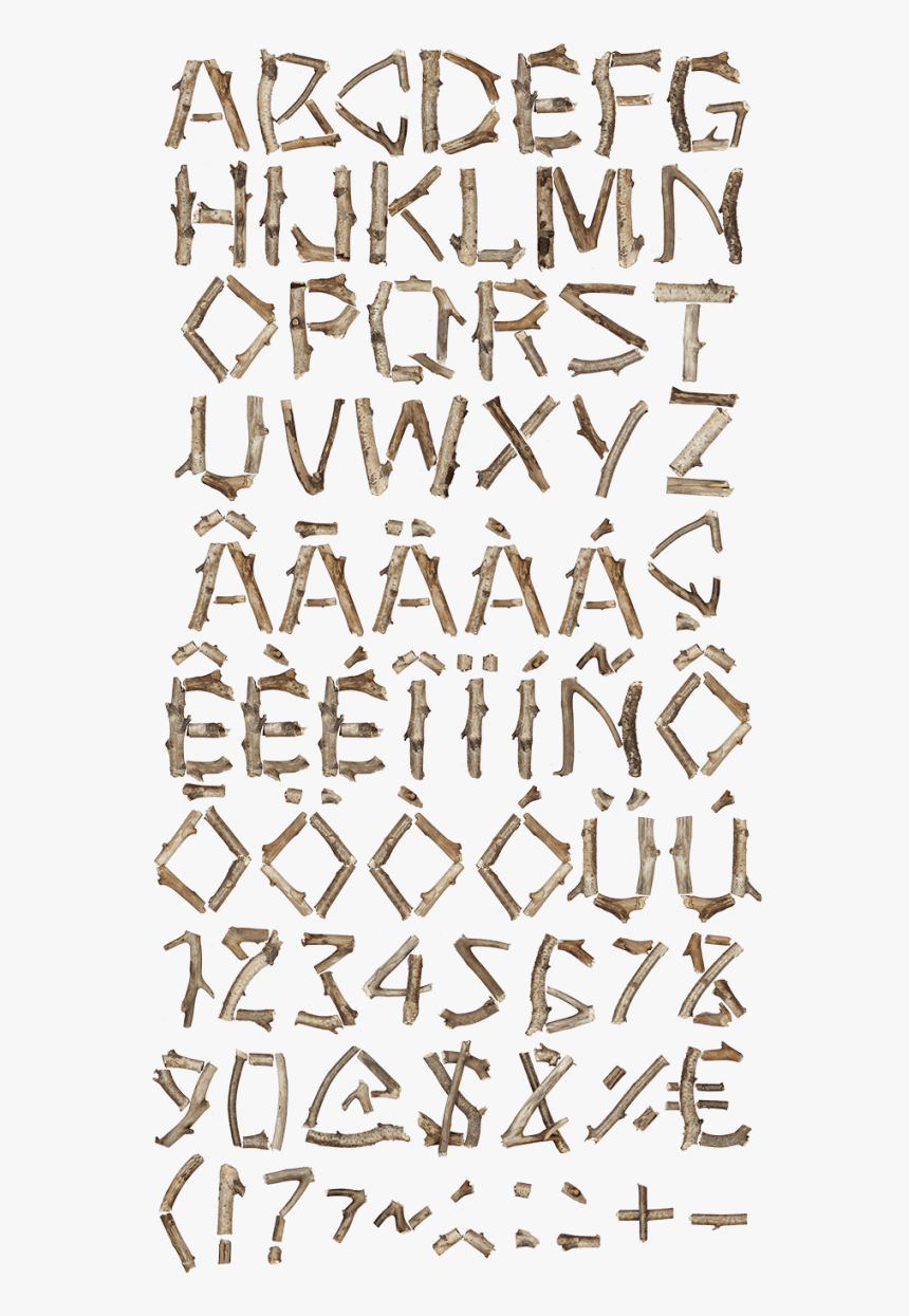 Dry Twigs Wood Font - Pattern, HD Png Download, Free Download