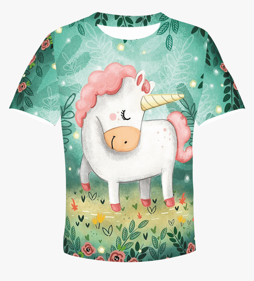 3d Cute Unicorn Kid Full Print Hoodie T Shirt Apparel - Green Happy Birthday Unicorn, HD Png Download, Free Download