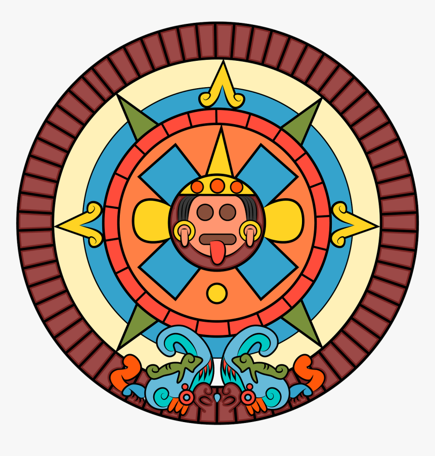 Aztec Sun Stone Drawing, HD Png Download, Free Download