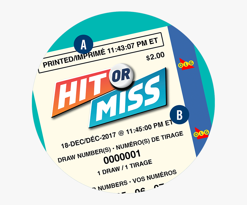 A Hit Or Miss Ticket Is Shown With The Letters A And - Label, HD Png Download, Free Download