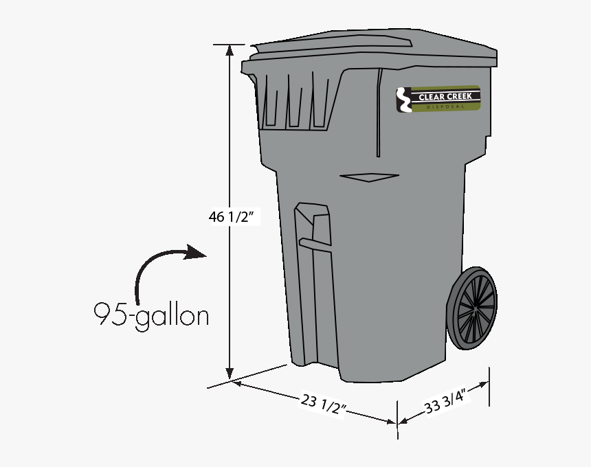 95 Gallon Trash Cart - 95 Gallon Trash Can Dimensions, HD Png Download, Free Download