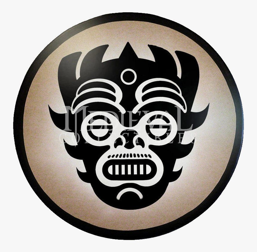 Round Aztec Mask Wooden Shield - Shield Aztec, HD Png Download, Free Download