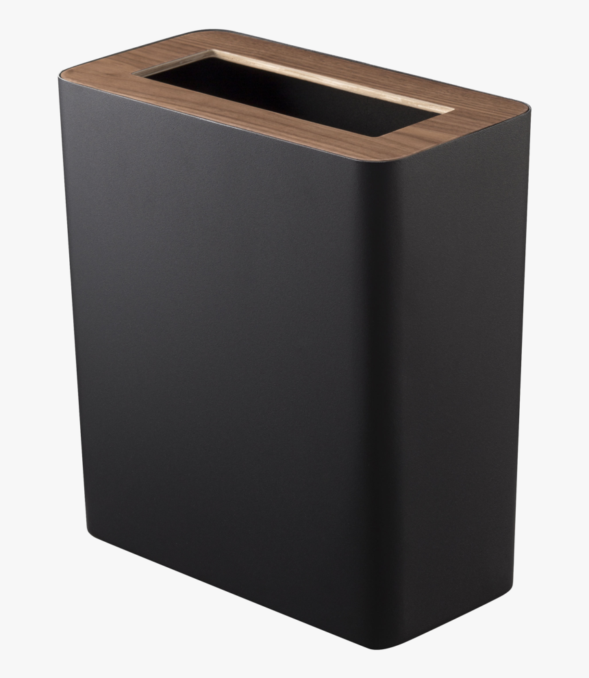 Black Rectangular Yamazaki Trash Can With Wooden Top - Waste Container, HD Png Download, Free Download