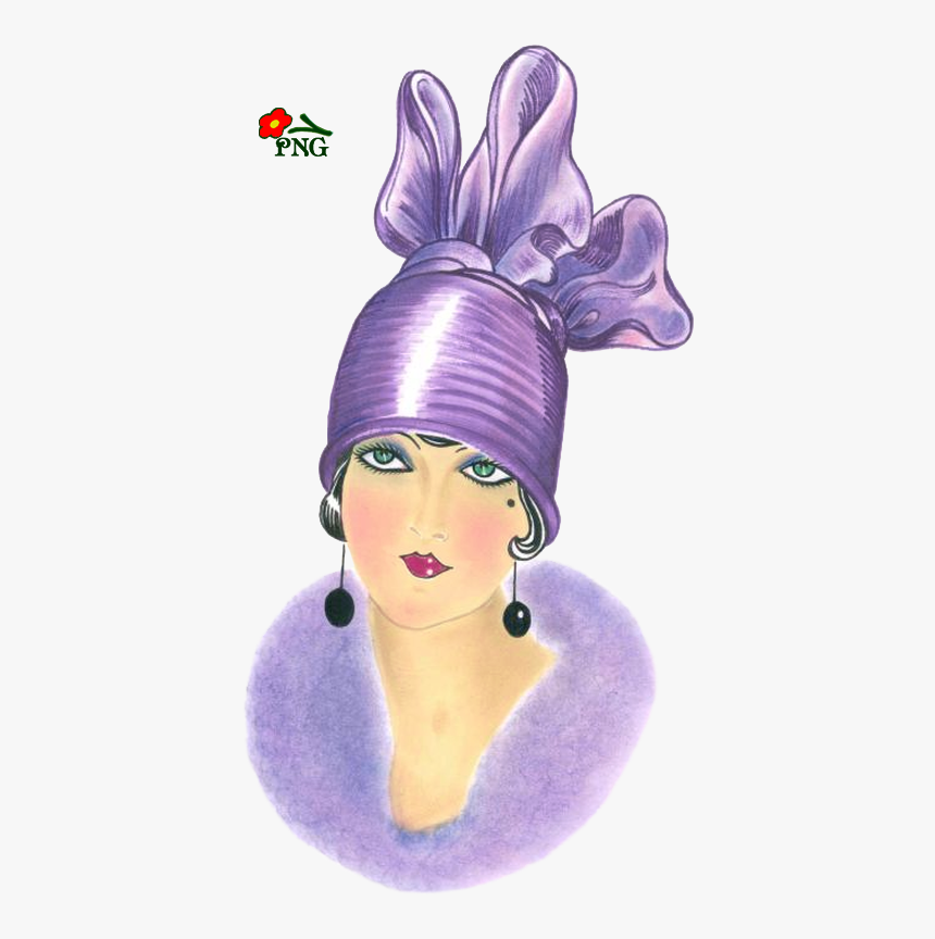 Art Deco Lady Silhouette Clipart - Lady With Violet Hats Painting, HD Png Download, Free Download