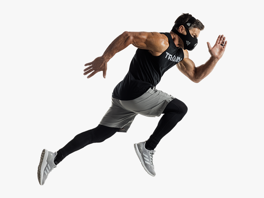 Man Running Wearing Training Mask - Breath Mask For Running, HD Png Download, Free Download