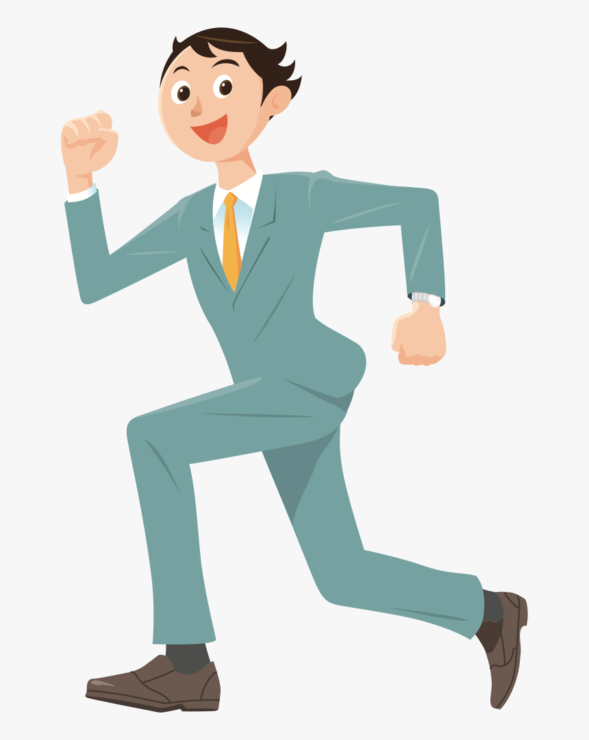 Running Man In Suit Cartoon , Png Download - Man Running In A Suit, Transparent Png, Free Download