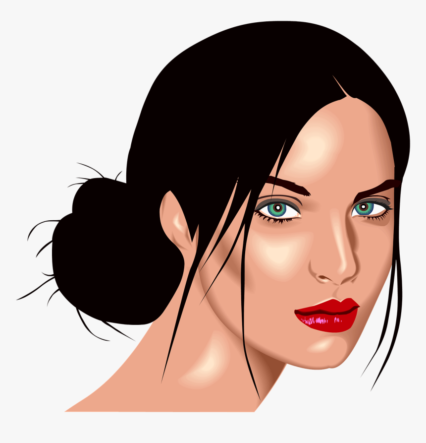 Portrait Woman Knot Hair Face Female Women Face - Rosto Feminino Png, Transparent Png, Free Download