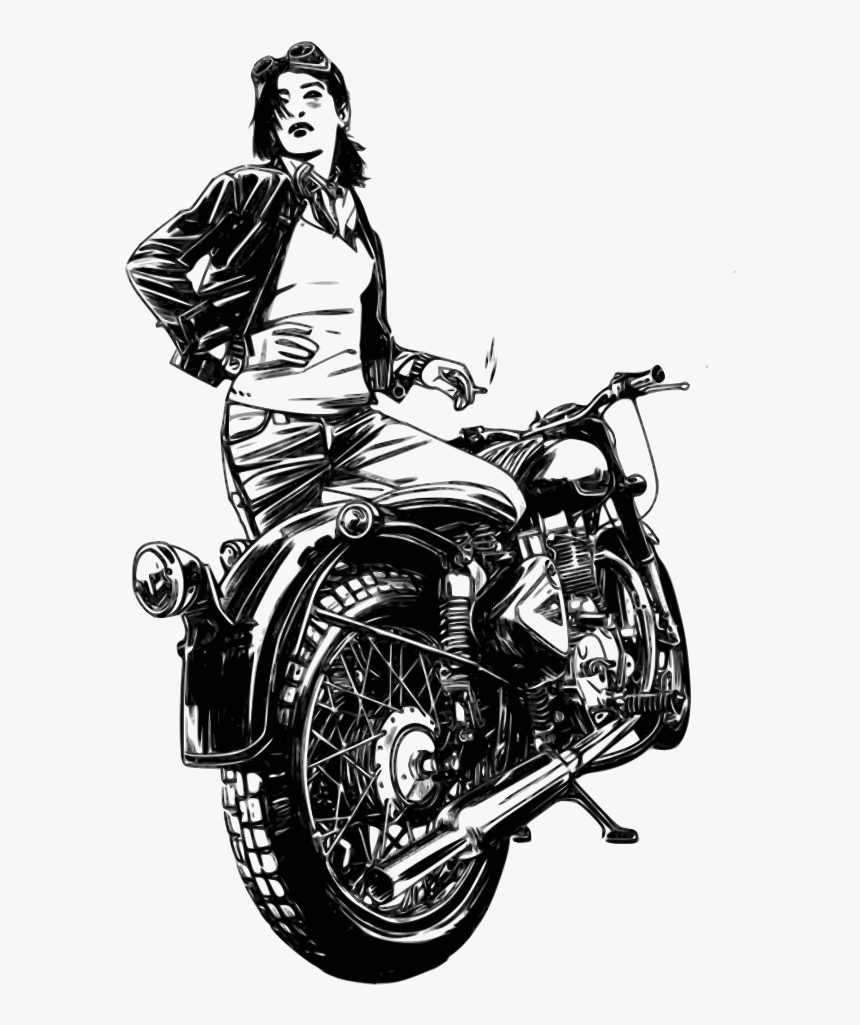 Motorbike, Woman, Motorcycle, Moto, Motocicleta, Mujer - Woman On Motorcycle Clipart, HD Png Download, Free Download