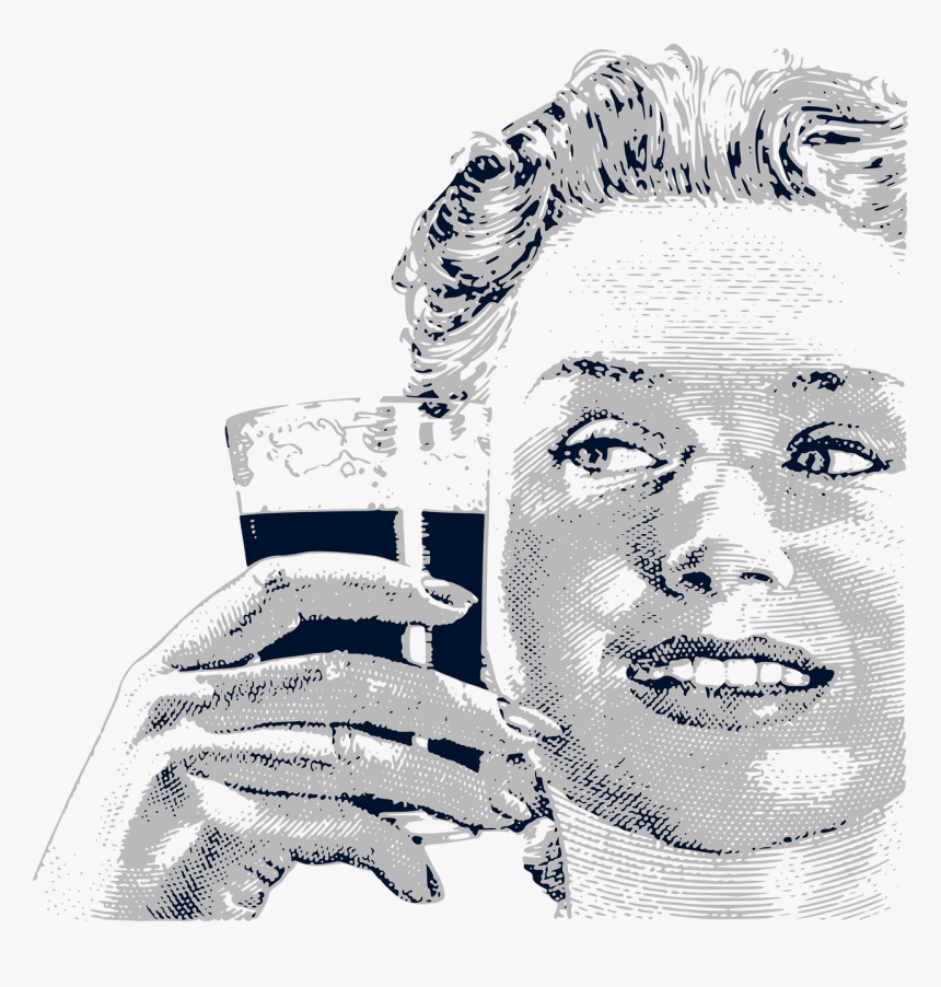 Woman Drinking Png Vintage, Transparent Png, Free Download
