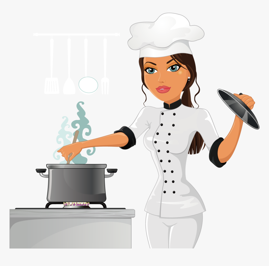 Transparent Chief Cook Clipart - Cooking Girl Chef Clipart, HD Png Download, Free Download