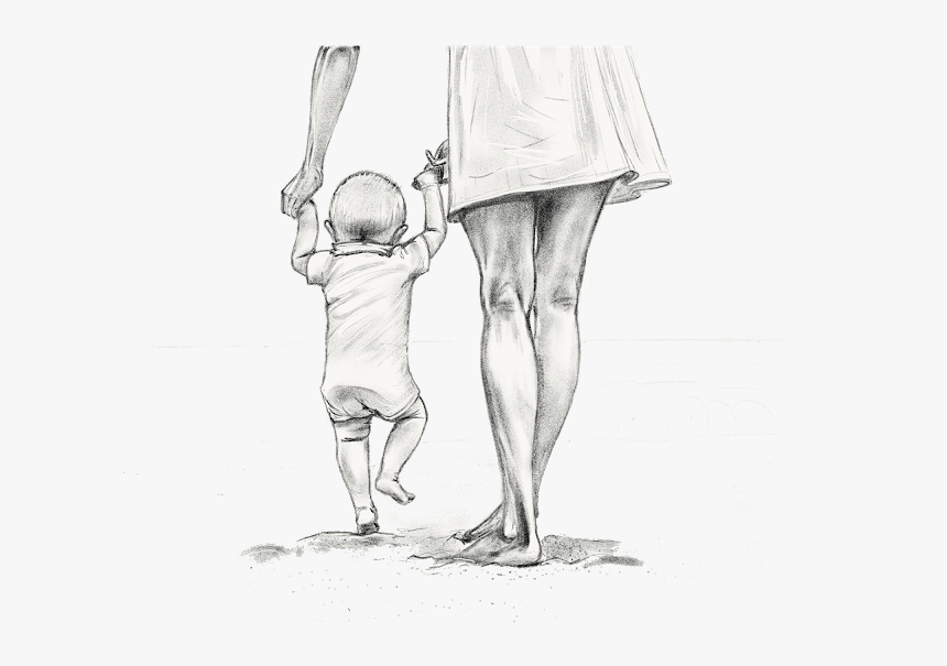 Mom And Son Pencil Art, HD Png Download, Free Download