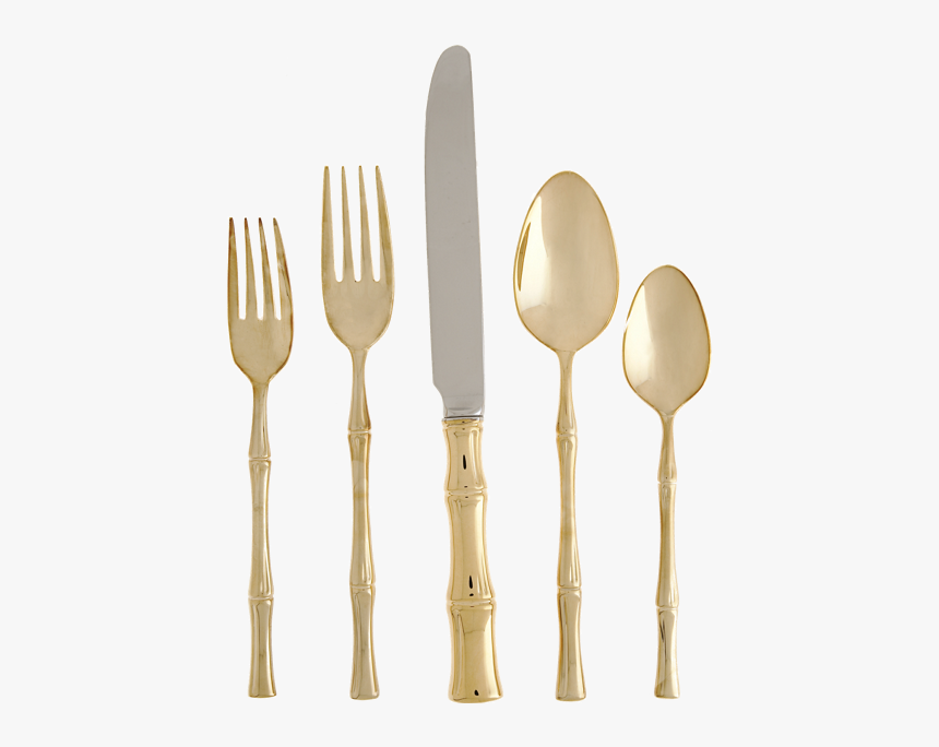 Gold Bamboo Flatware Round Handle, HD Png Download, Free Download