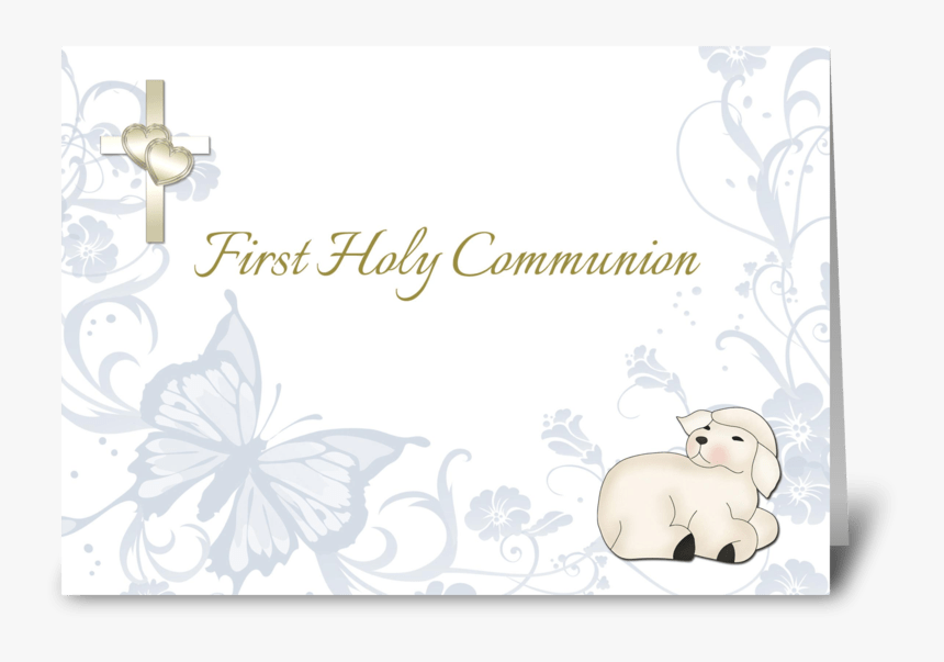 Baby Lamb Blue First Communion Greeting Card - Christmas Card, HD Png Download, Free Download