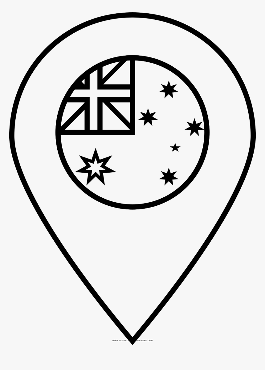 Australia Flag Coloring Page - Australia Flag Circle Black And White, HD Png Download, Free Download