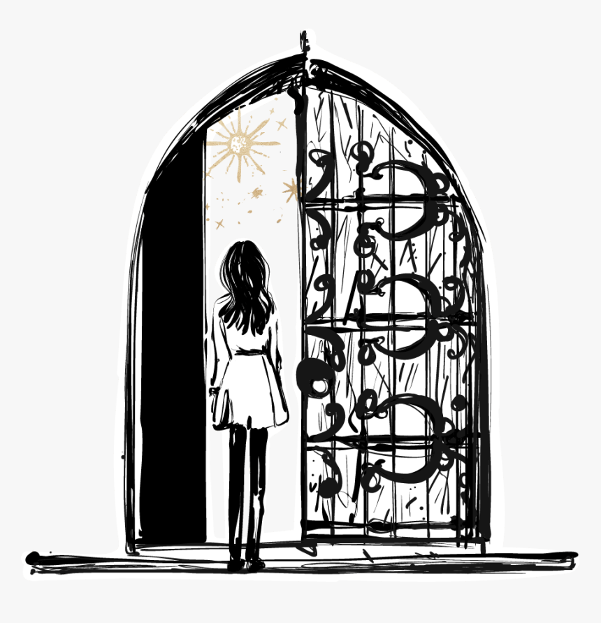 Girl Opening Door Drawing Hd Png Download Kindpng