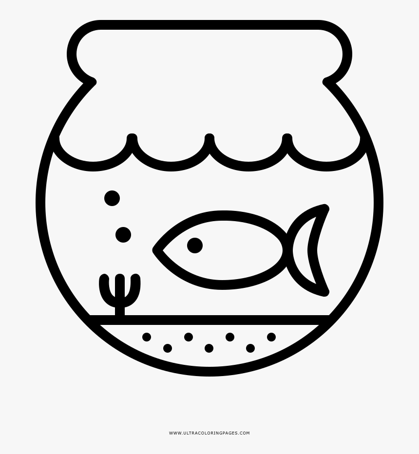 Fish Bowl Coloring Page - Coloring Book, HD Png Download, Free Download