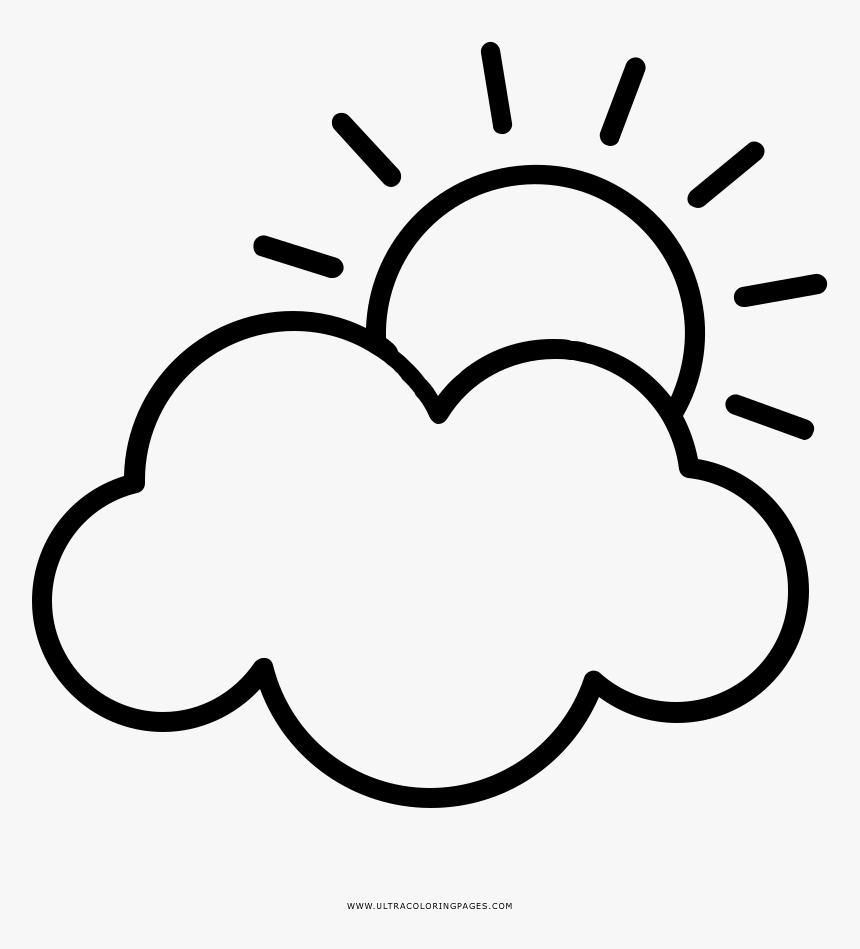 Partly Cloudy Coloring Page - Partly Cloudy Clipart Black And White, HD Png...