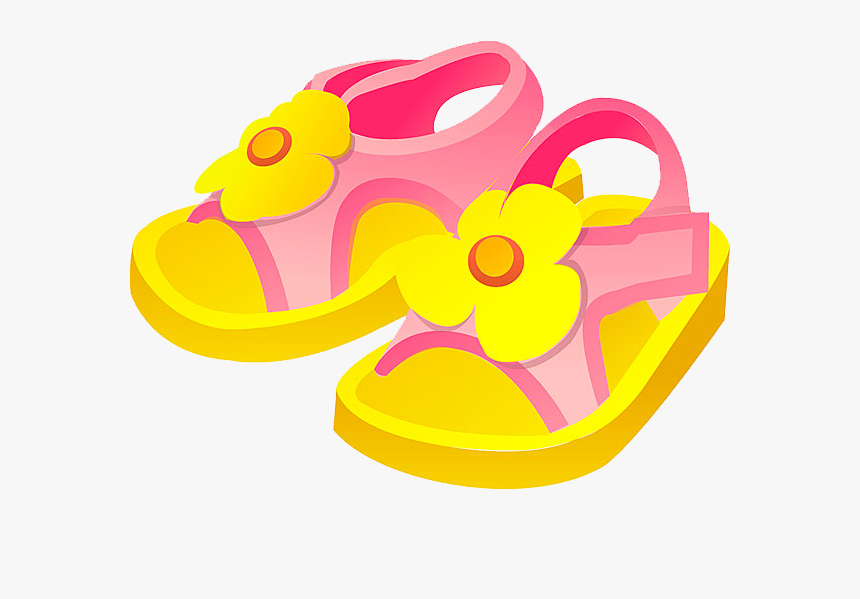 Sandals Clipart Yellow Slipper - Sandals Cartoon, HD Png Download, Free Download