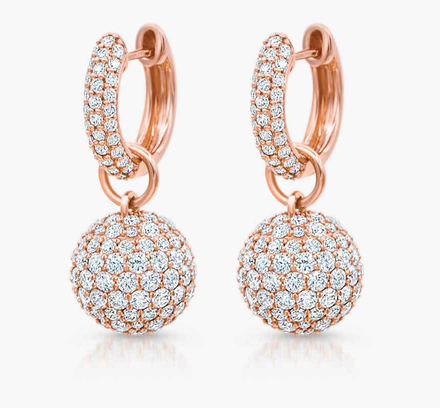 Baby Hoop Earrings With Diamond Spheres - Earrings, HD Png Download, Free Download