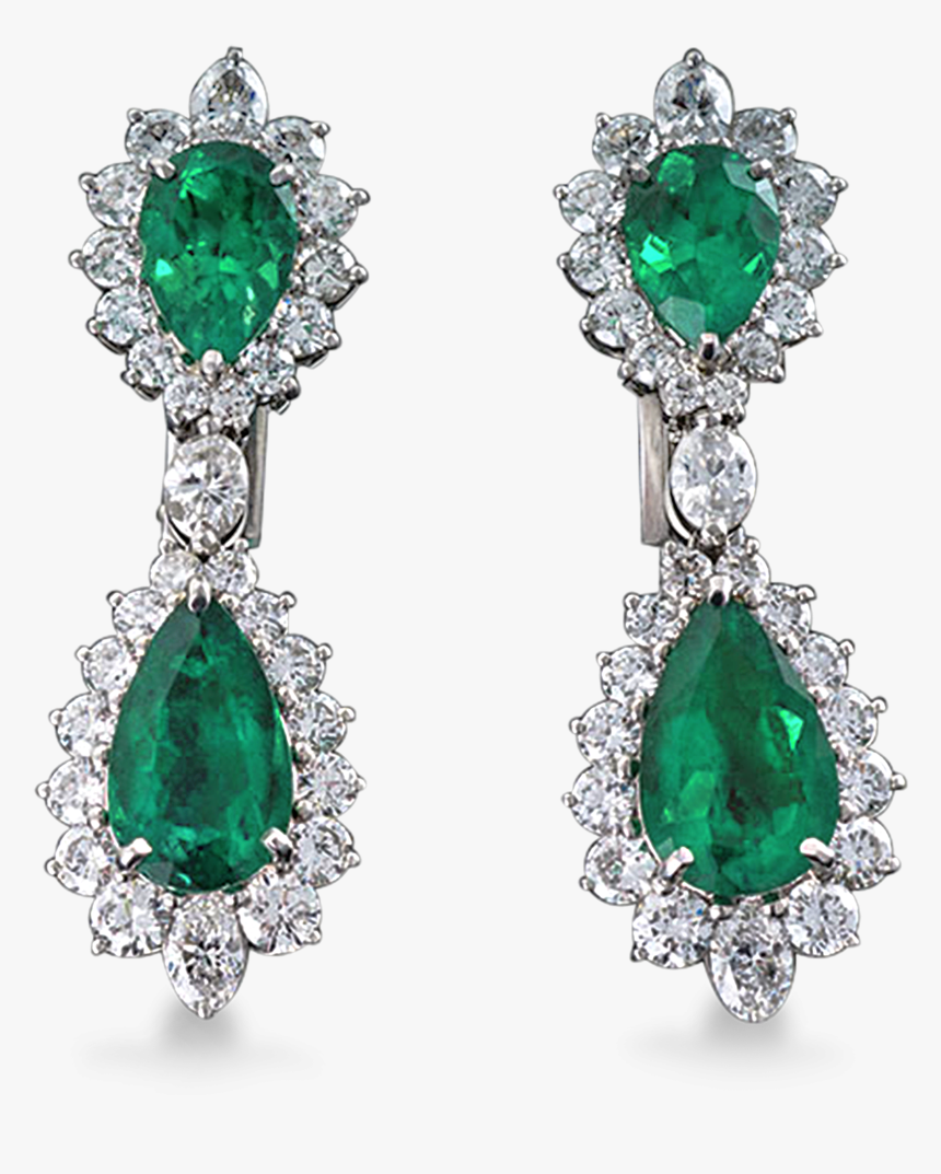 Colombian Emerald And Diamond Earrings, - Emerald And Diamond Earrings, HD Png Download, Free Download